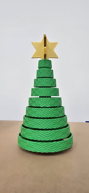 Coeden Nadolig – 3D Printed Screw-Together Christmas Tree (Green & Gold)