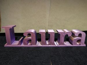 personalised name sign with base plate