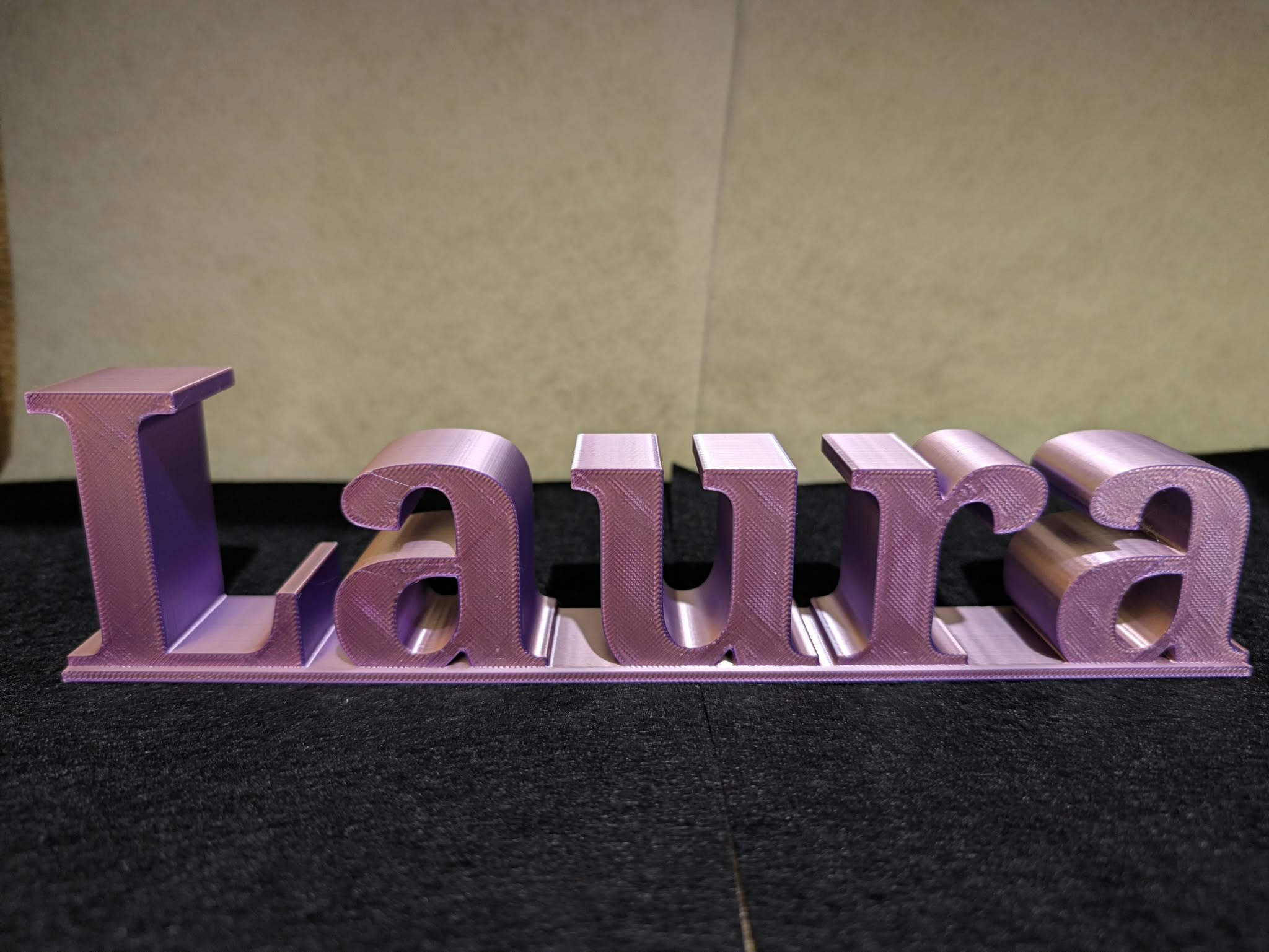 personalised name sign with base plate